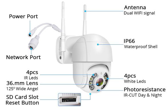 Камера відеоспостереження PTZ вулична 4mp Wi-Fi Outdoor Camera A15 APP:ICSEE 4G