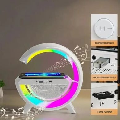 Настільна смарт лампа-нічник/розумний світильник G-Smart RGB 15W Light Sound Machine з бездротовою зарядкою та Bluetooth-колонкою 3W