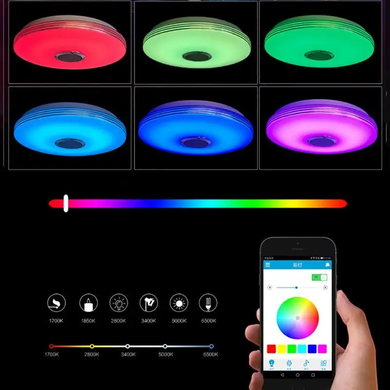 38см світлодіодний RGB світильник стельовий bluetooth + пульт дистанційного керування