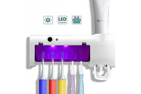 Диспенсер для зубной пасты и щеток авто Multi-function Toothbrush sterilizer JX008 (феолетовая коробка) (W79)