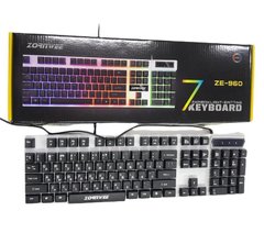 Клавіатура провідна ZORNWEE ZE-960 RGB мультимедійна, Черный