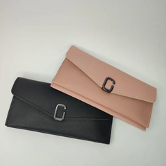 Вишуканий жіночий гаманець з екошкіри у класичному стилі: доступні кольори - чорний та рожевий