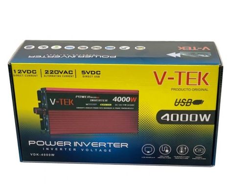 Перетворювач-інвертор V-Tek DC/AC SSK-4000W 12V USB