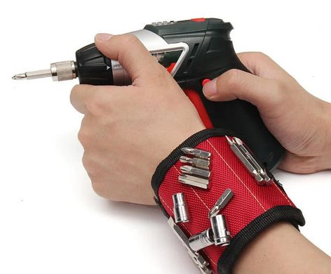 Магнитный браслет для мелких инструментов и запчастей Magnetic Tool Wristband, Красный