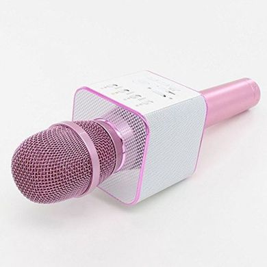 Караоке микрофон с колонкой Q7 беспроводной, Розовый
