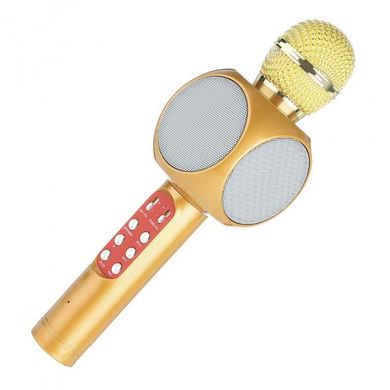 Беспроводной Микрофон с подсветкой WSTER WS-1816 для караоке Bluetooth Золото, Золотой