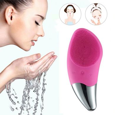 Электрическая силиконовая щетка-массажер для чистки лица Sonic Facial Brush BR-020 Pink, Розовый