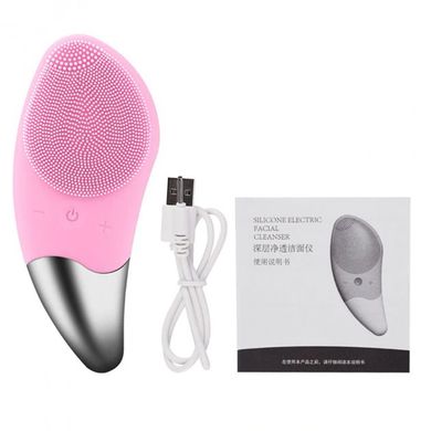 Электрическая силиконовая щетка-массажер для чистки лица Sonic Facial Brush BR-020 Pink, Розовый