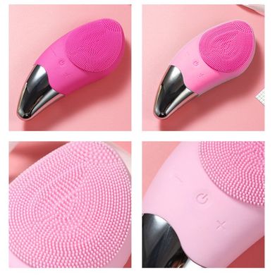 Електрична силіконова щітка-масажер для чищення обличчя Sonic Facial Brush BR-020 Pink, Рожевий